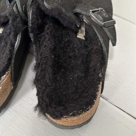 Birkenstock Black Sherling Boston Suede Clogs SZ 10 EU 41 - Picture 6 of 8
